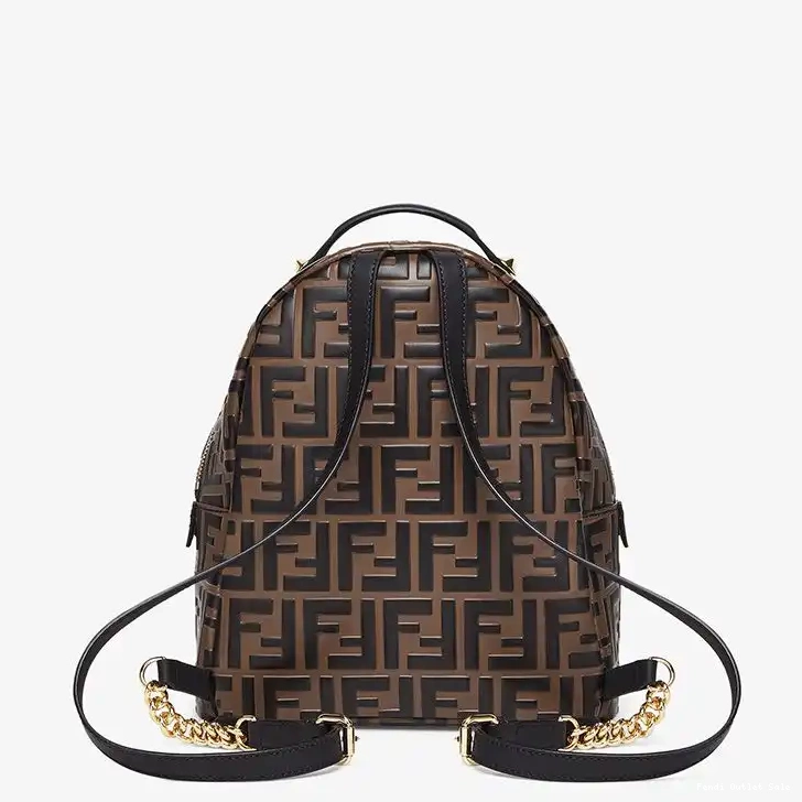 Cheap FF Nappa Leather Motif Backpack Brown Mini Fendi In 0614